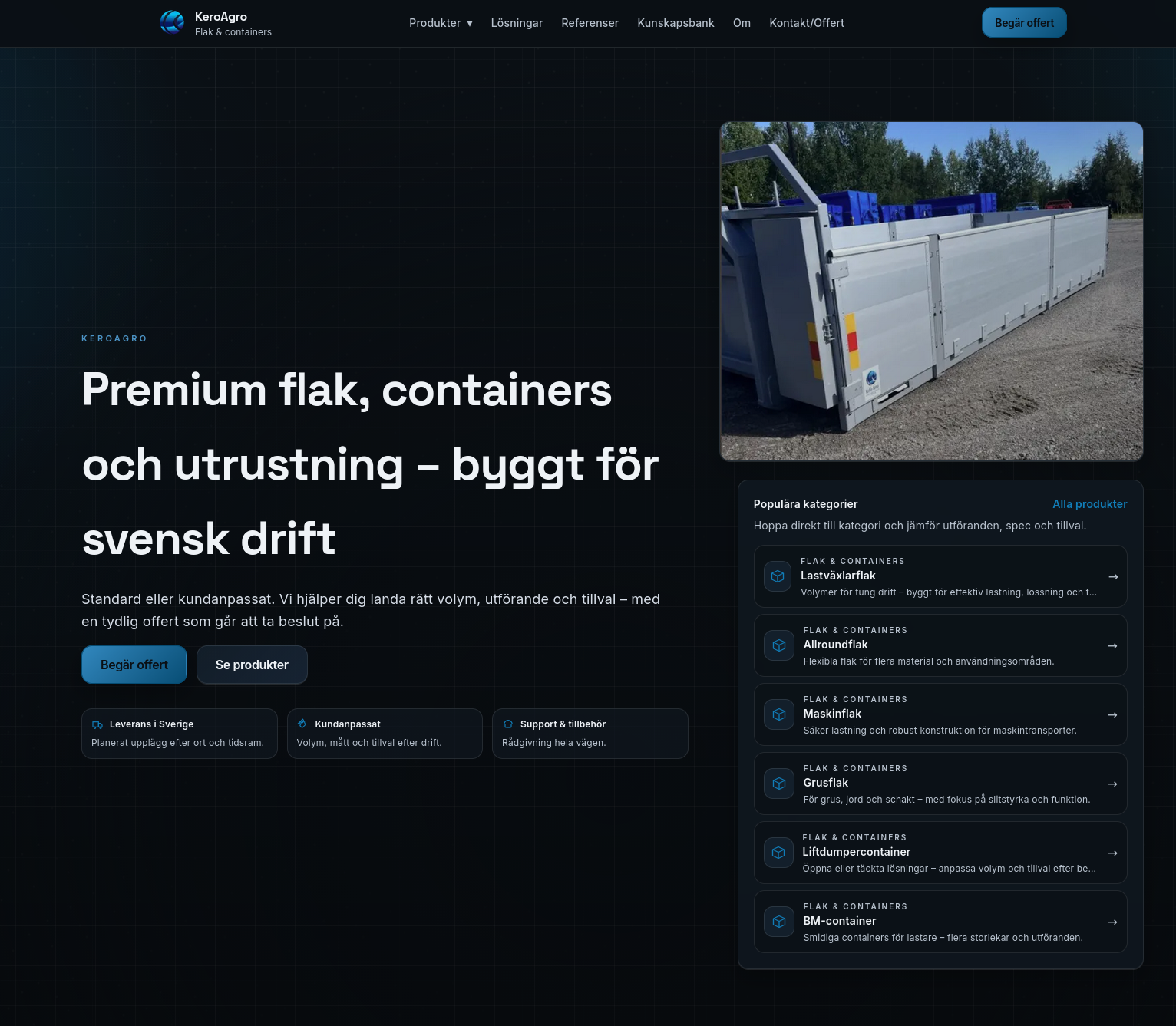 Hemsida för lokalt B2B företag