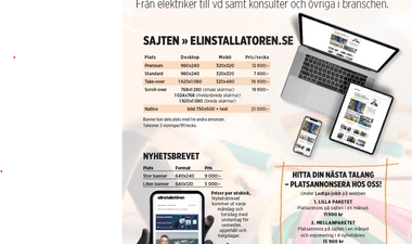 Annonsformat och prislista PDF - Elinstallatören 2026