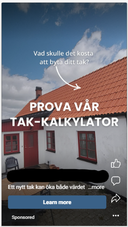 Annons för takkalkylator